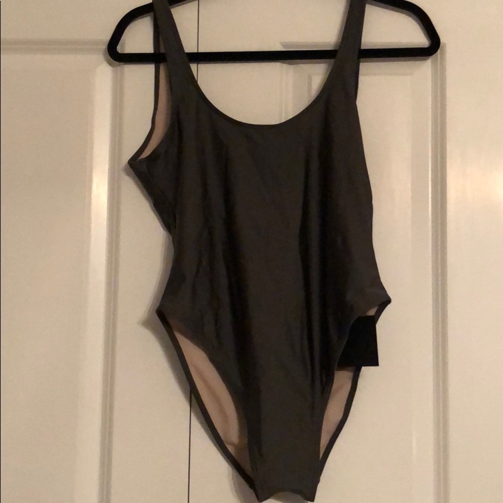Olive Green High Leg One Piece Swimsuit